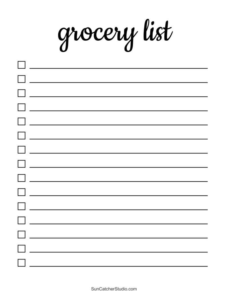 Free Printable Grocery List Templates PDF Shopping Lists DIY Projects Patterns Monograms Designs Templates