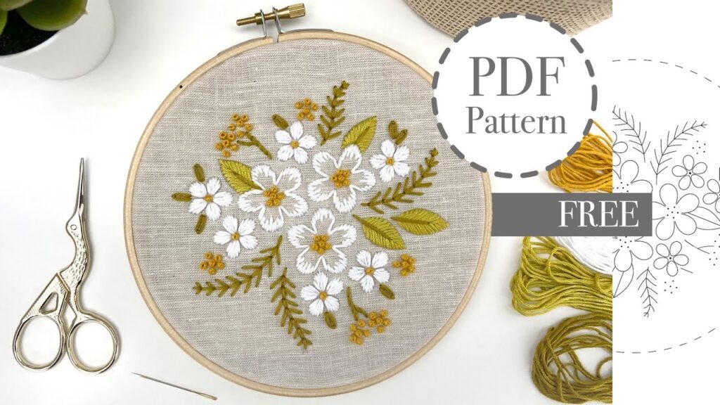 Free Printable Hand Embroidery Pattern For Beginners How To Embroider A Bouquet YouTube