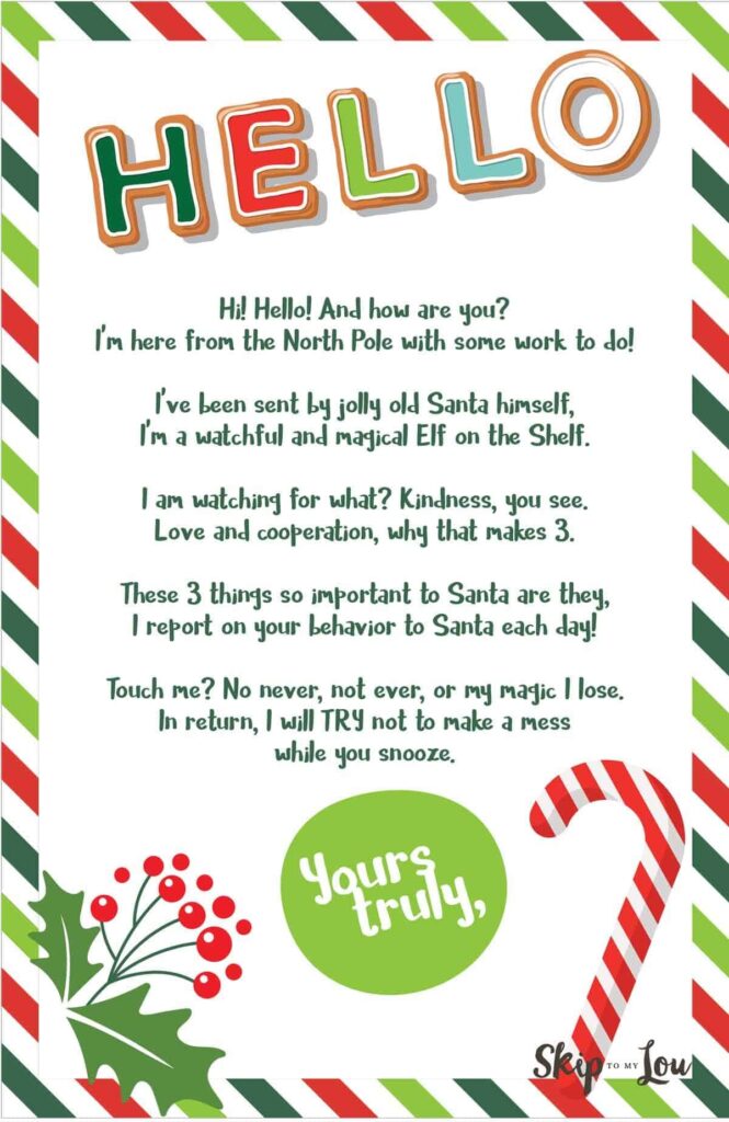 Elf On The Shelf Welcome Letter Free Printable