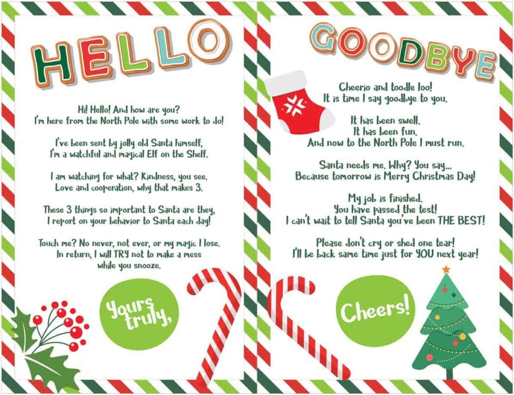 Free Printable Hello And Goodbye Elf Letters Skip To My Lou