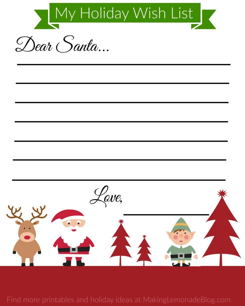 Christmas List Printable Free