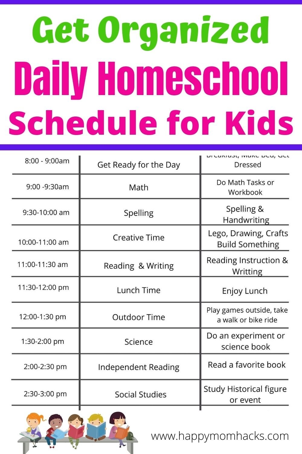 Free Printable Homeschool Schedule For Kids That s Easy To Follow