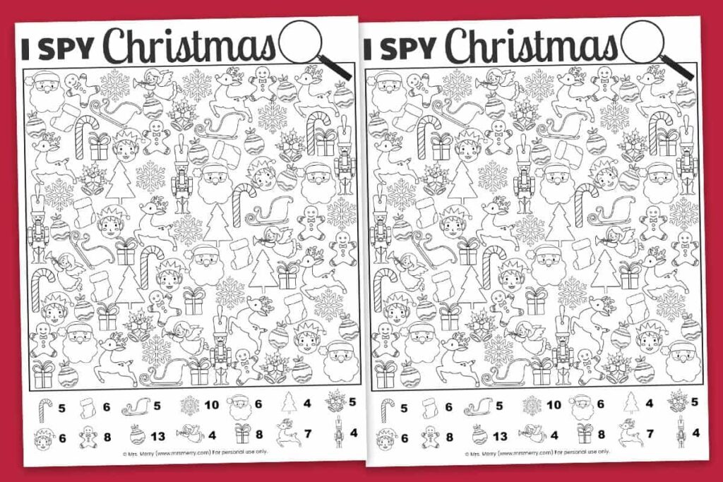 Free Printable I Spy Christmas Activity Mrs Merry