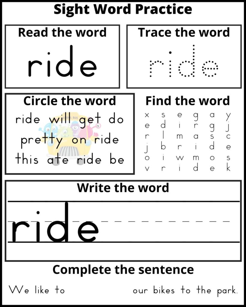 Free Printable Sight Words For Pre K