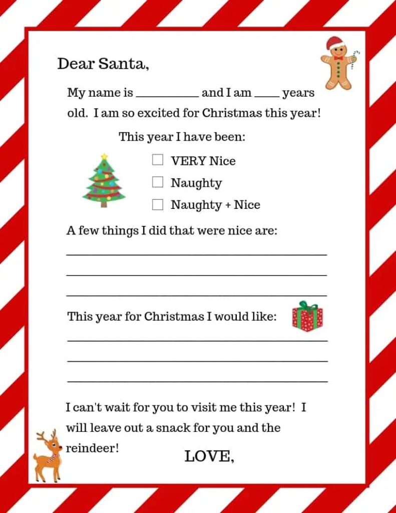Free Printable Letter To Santa 