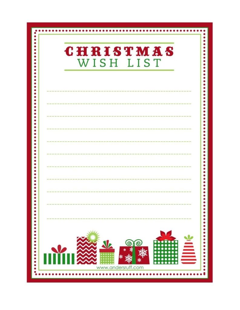 Free Printable Christmas Wish List