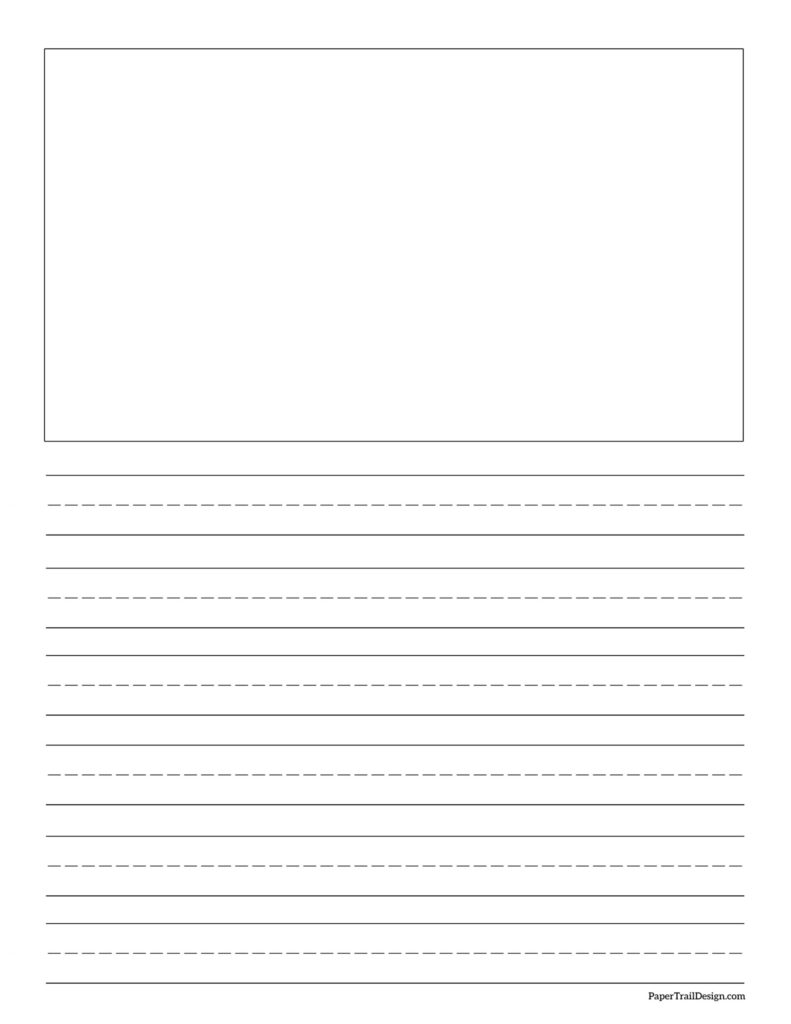 Free Printable Lined Writing Paper With Drawing Box Paper Trail Design