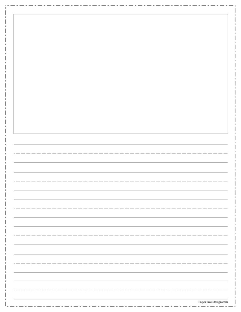 Free Printable Lined Writing Paper With Drawing Box Paper Trail Design