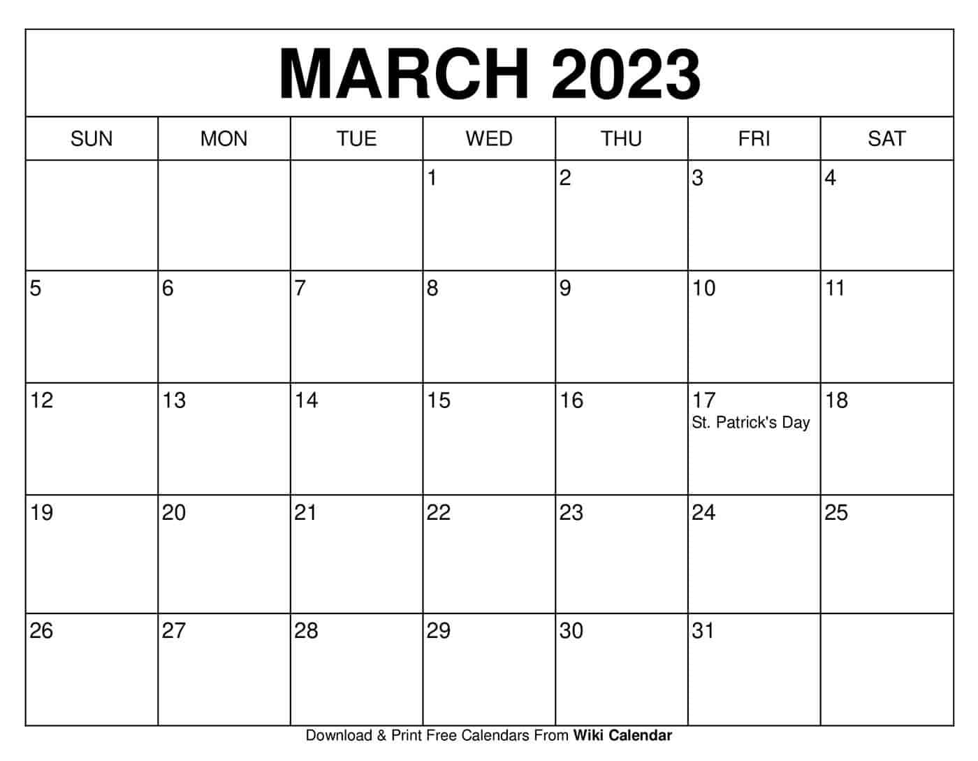 Free Printable March 2023 Calendar Templates With Holidays Wiki Calendar