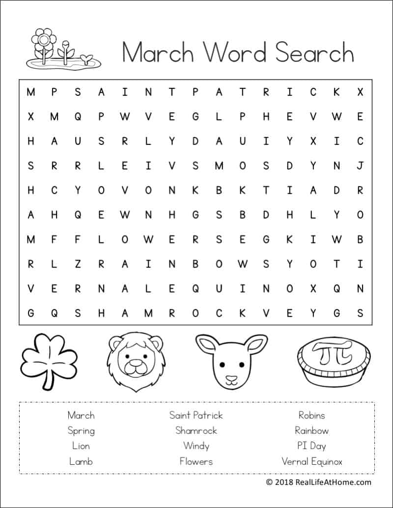 March Word Search Free Printable Free Printable Templates