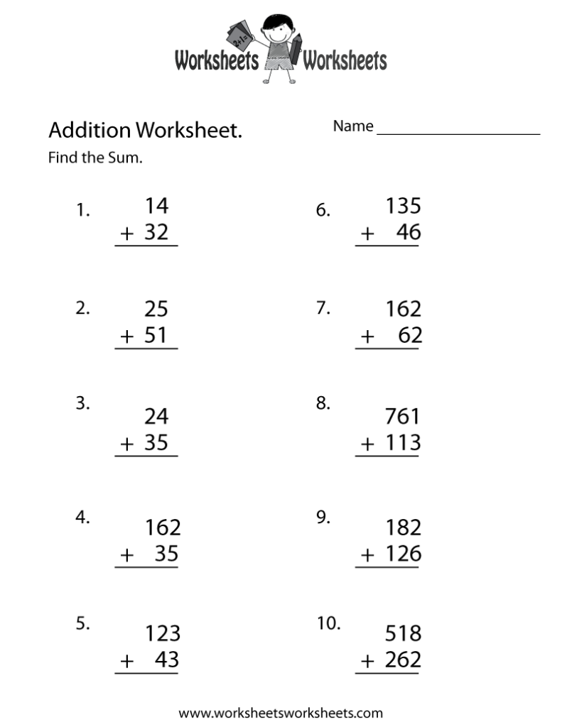 Free Printable Addition Worksheets