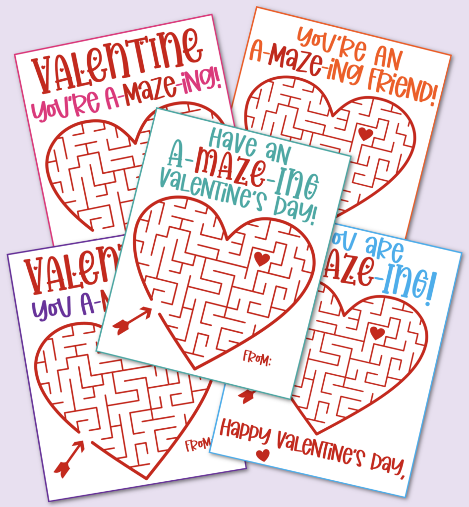 Free Printable Maze Valentine s Day Cards Kara Creates