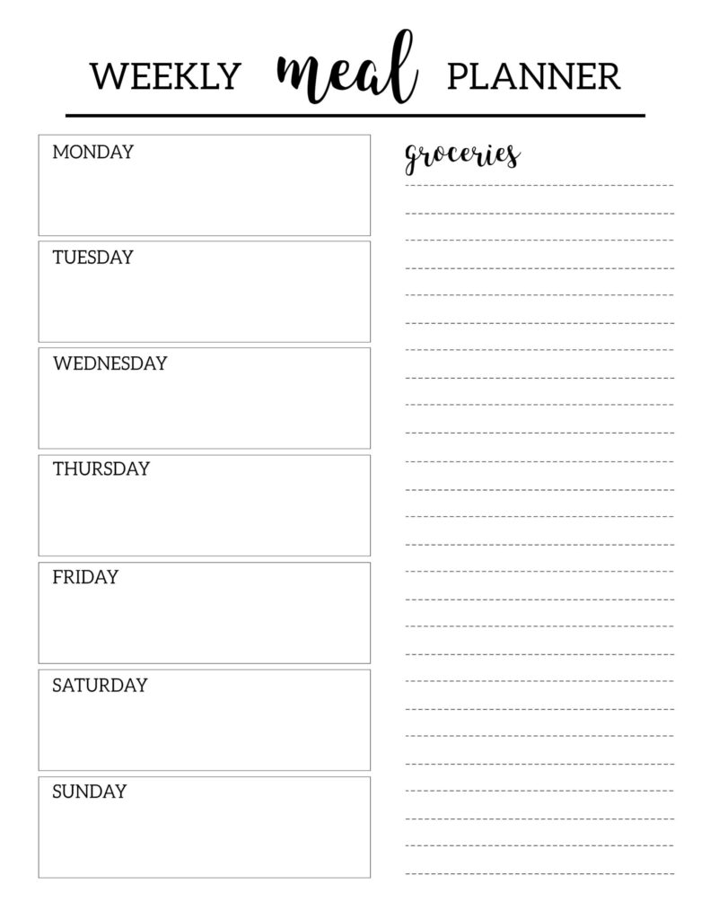 Free Printable Meal Planner Template Paper Trail Design Weekly Meal Planner Template Free Printable Meal Planner Templates Meal Planning Template