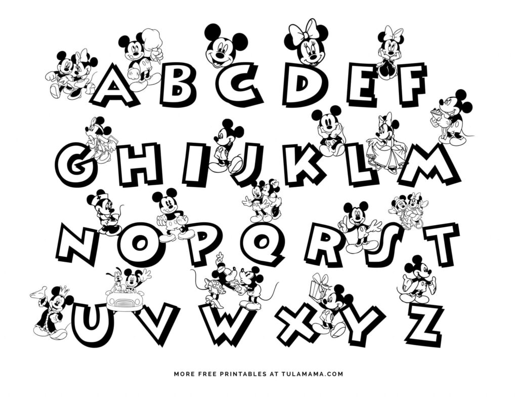 Free Printable Mickey Mouse ABC Coloring Pages Tulamama