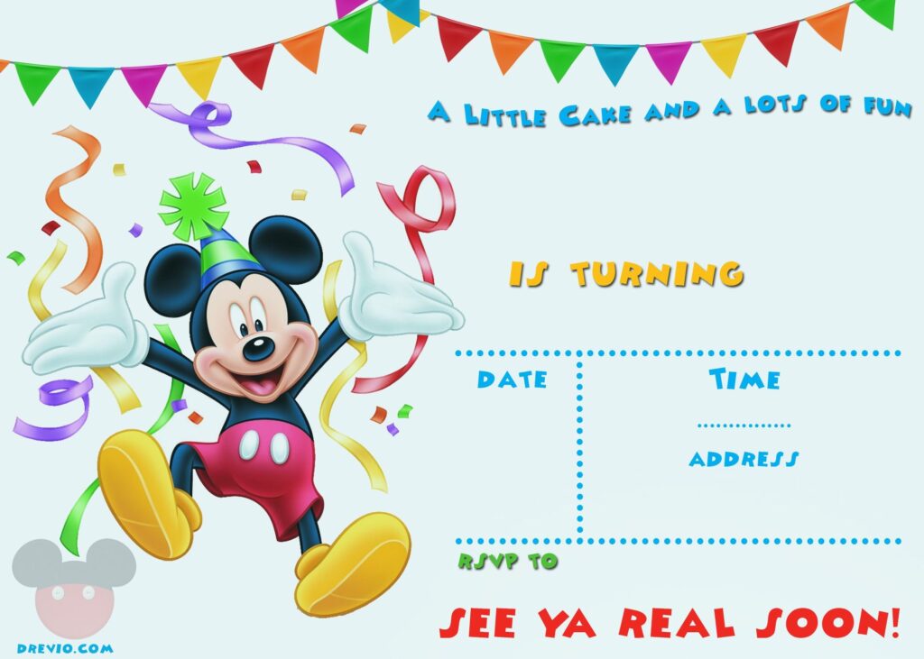 FREE Printable Mickey Mouse Party Invitation Template Mickey Mouse Invitation Mickey Mouse Birthday Invitations Mickey Mouse 1st Birthday
