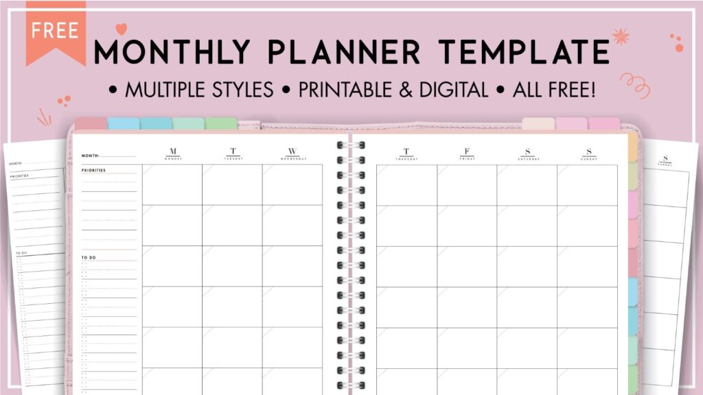 Free Printable Monthly Planner Template World Of Printables