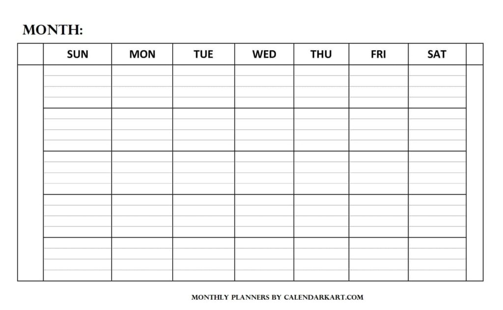 Free Printable Monthly Planner Templates CalendarKart