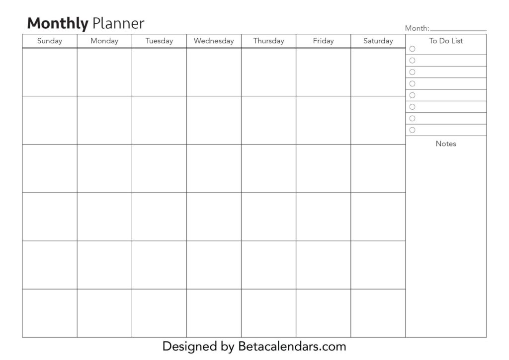 Free Printable Monthly Planner Templates Monthly Planner Template Free Printable Monthly Planner Blank Calendar Template