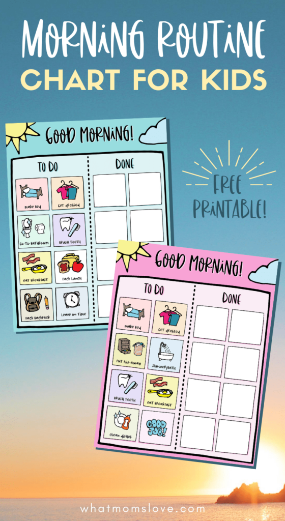 FREE Printable Morning Routine Chart For Kids What Moms Love