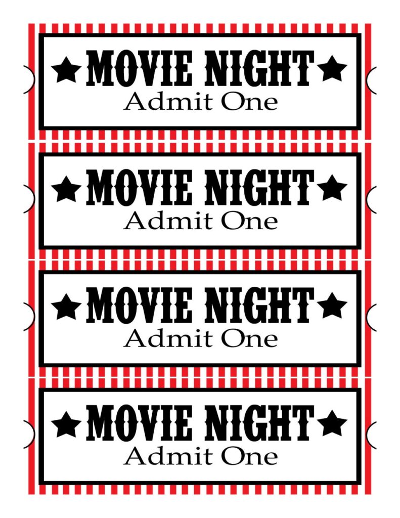 Free Printable Movie Night Ticket Printable