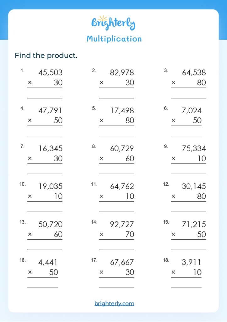 Free Printable Multiplication Worksheets For 5th Graders Brighterly