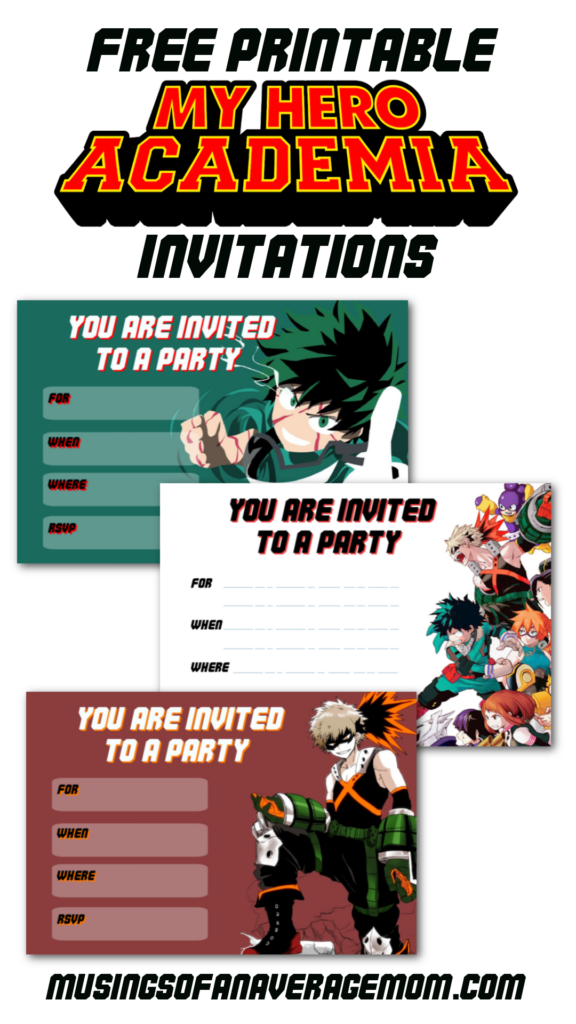 Free Printable My Hero Academia Invitations Happy Birthday Party Supplies Birthday Surprise Party Free Printable Party Invitations