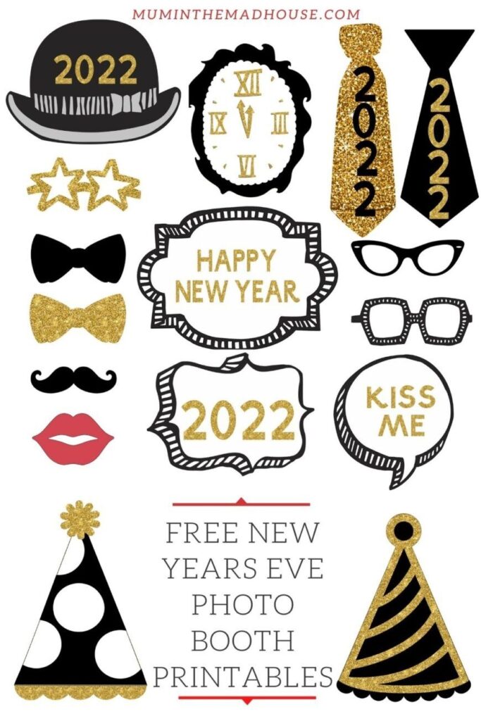 Free Printable New Years Eve Party Photo Booth Props Party Photo Booth Diy Photo Booth Props Photo Booth Printables