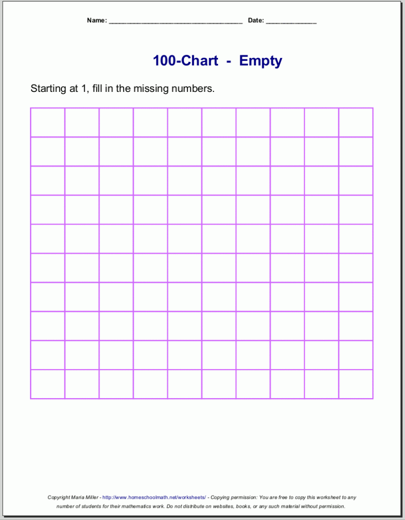Free Blank 100 Chart Printable