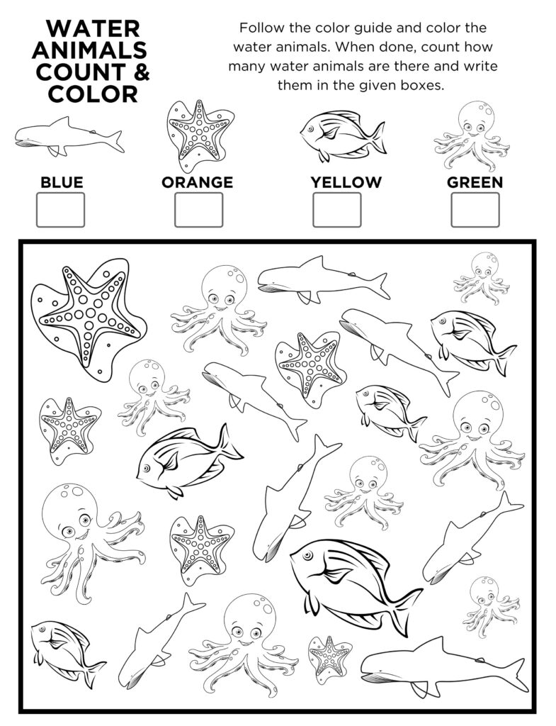 Free Printable Ocean Animals I Spy Count And Color Activity Page For Kids It s Pam Del