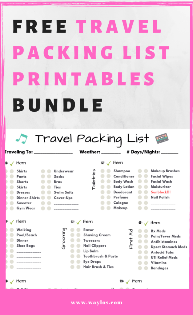Packing List Printable Free