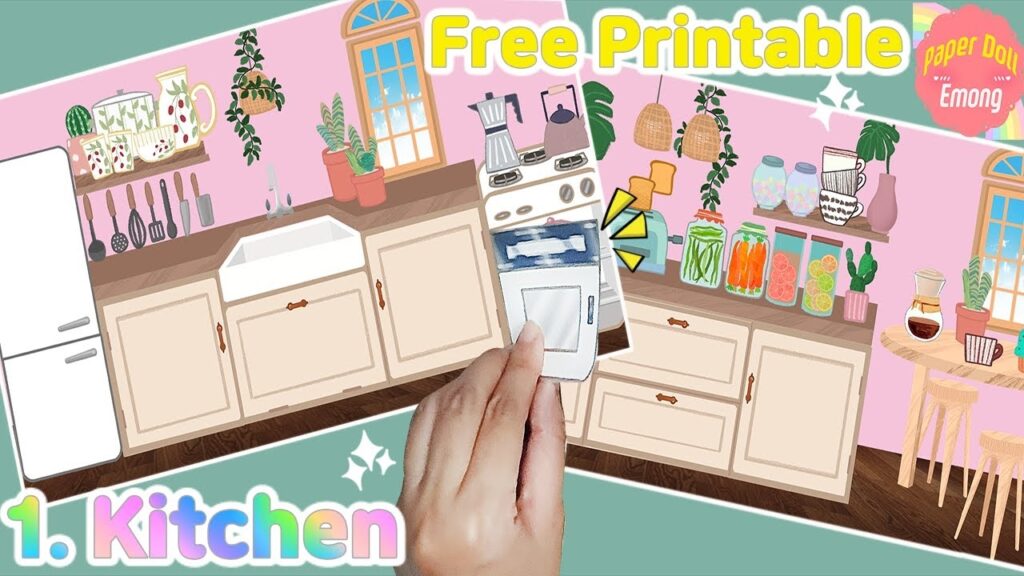 Free Printable Paper Dollhouse Paper Quiet Book How To Make Dollhouse KITCHEN Tutorial Papercraft YouTube