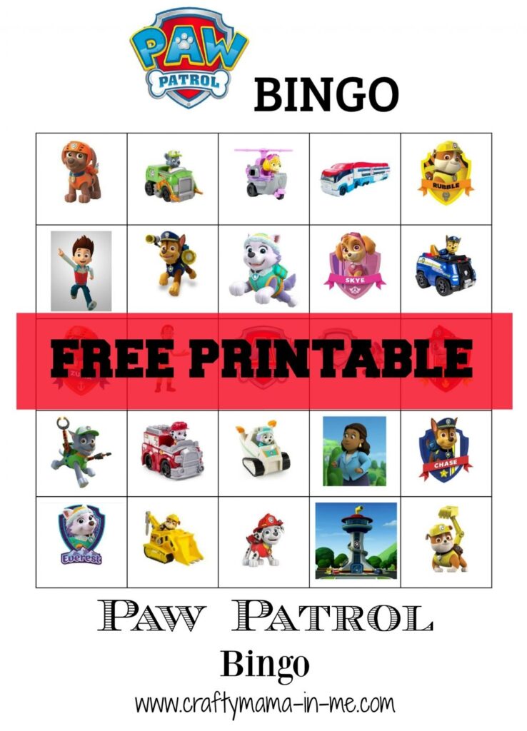 Free Printable Paw Patrol Bingo Crafty Mama In ME 