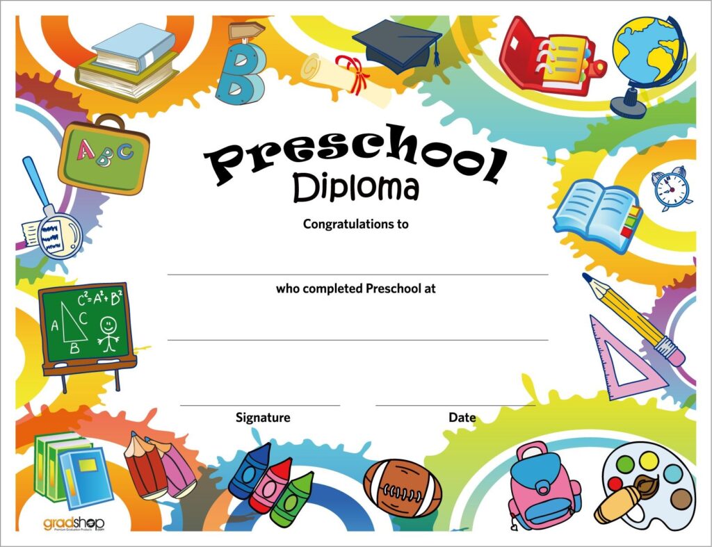 Free Printable Preschool Diploma Certificates Kindergarten Diploma Preschool Diploma Graduation Certificate Template