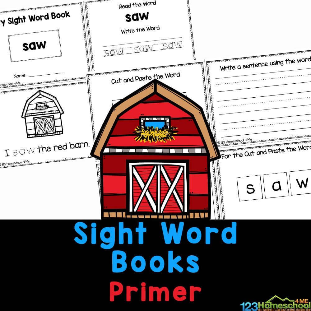 FREE Printable Primer Sight Words Books For Kindergarten