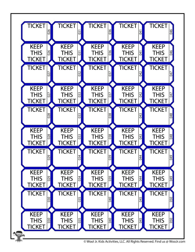 Free Printable Raffle Tickets Template Woo Jr Kids Activities Children s Publishing