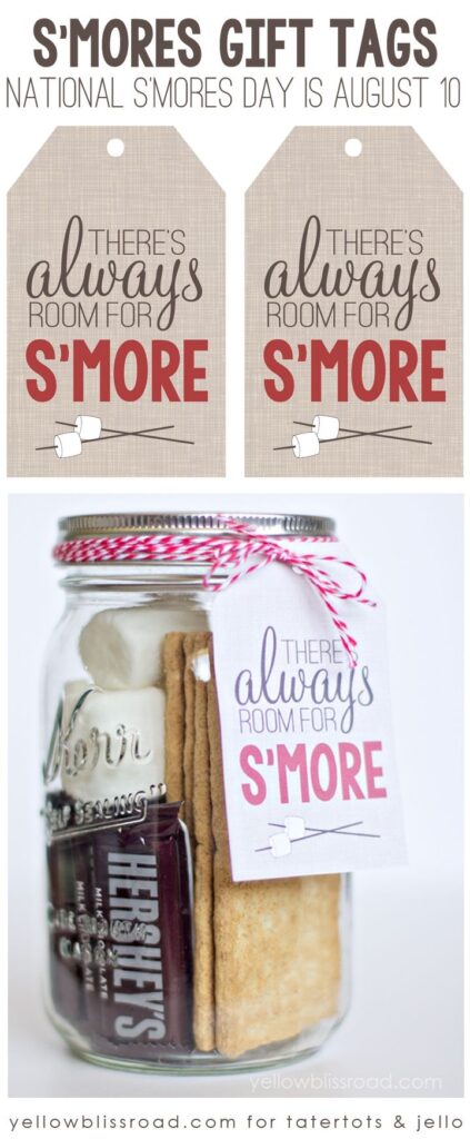 Free Printable S Mores Gift Tag Jar Gifts Diy Christmas Gifts Food Gifts