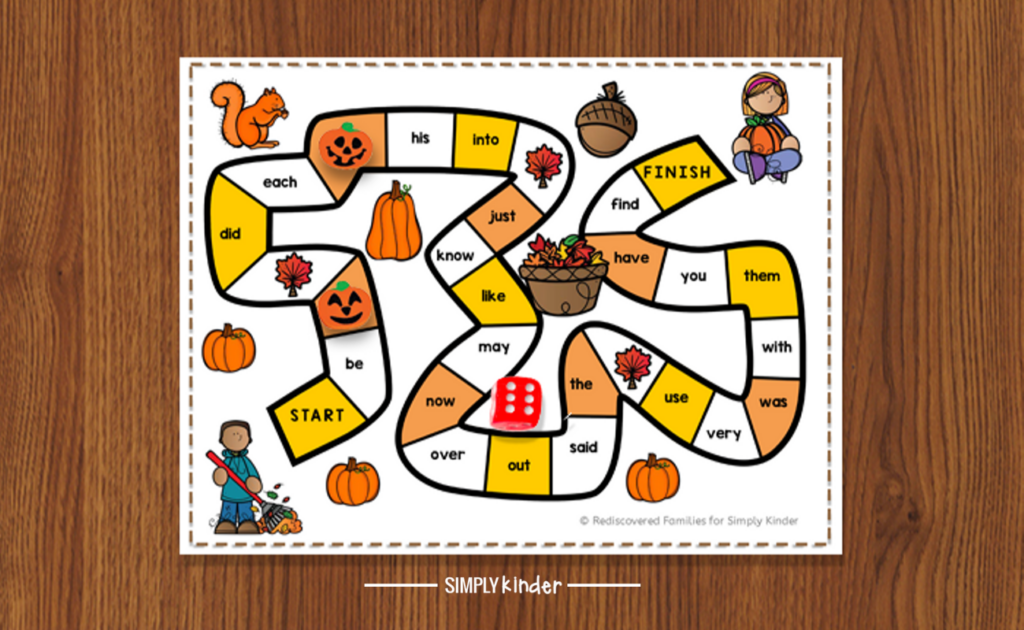 FREE Printable Sight Word Game To Make For Fall Simply Kinder