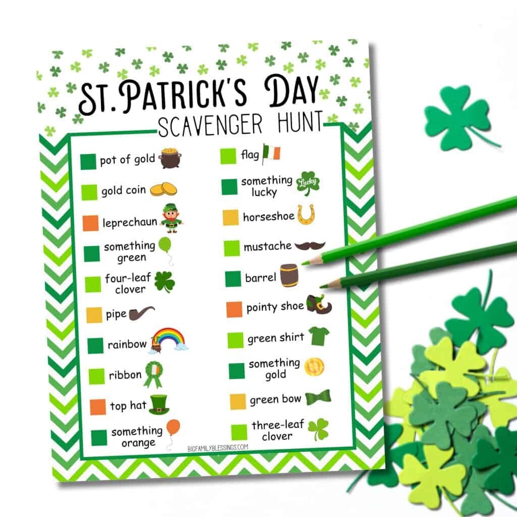 Free Printable St Patrick s Day Scavenger Hunt Big Family Blessings