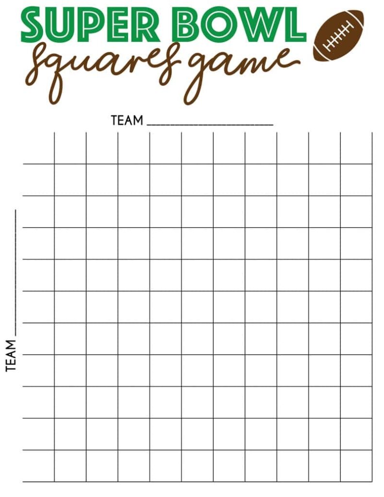 Free Printable Super Bowl Squares Template And Rules Play Party Plan