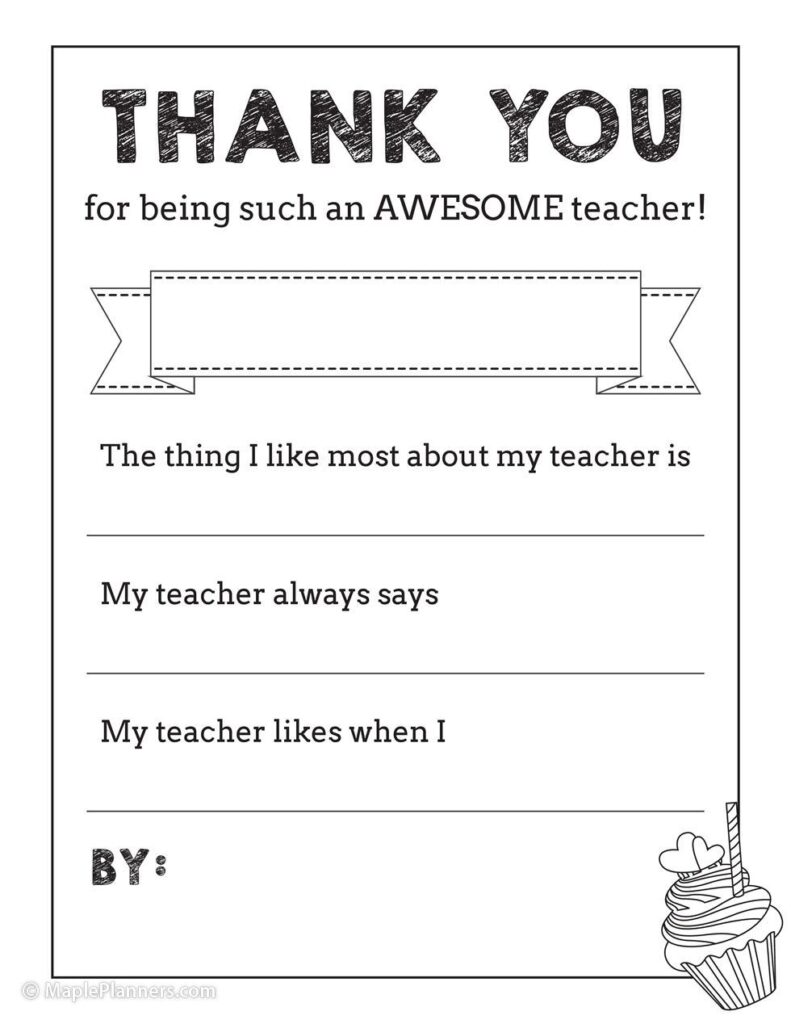 Free Thank You Teacher Printables