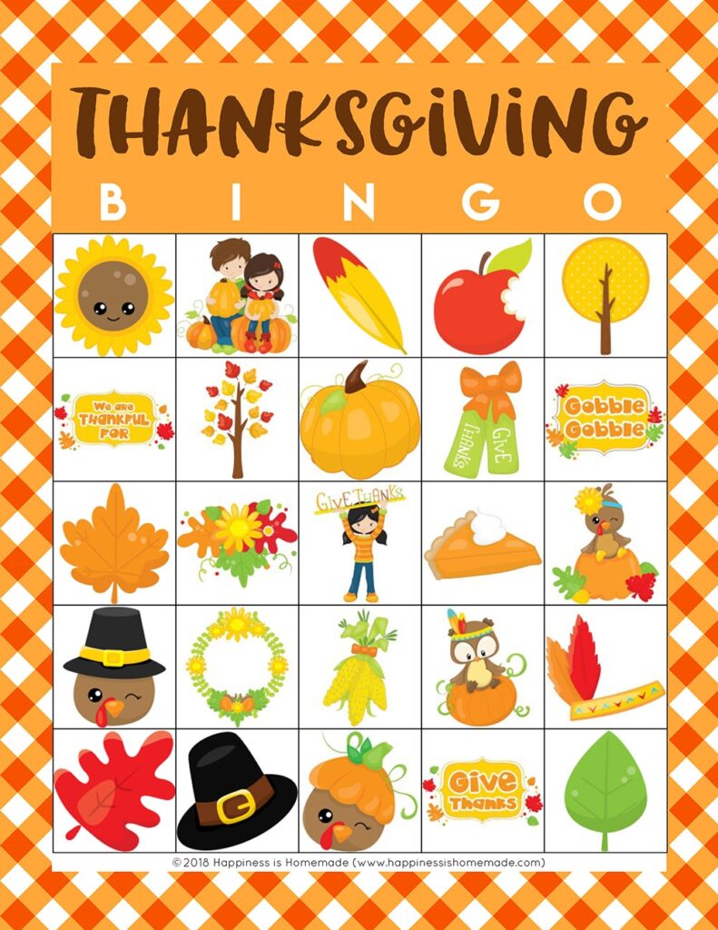 Free Printable Thanksgiving Bingo Cards Happiness Is Homemade