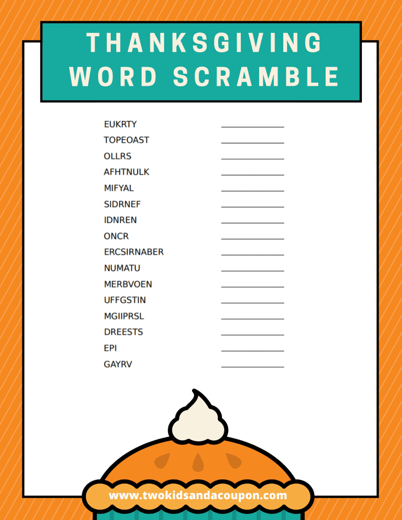 Word Scramble Free Printable