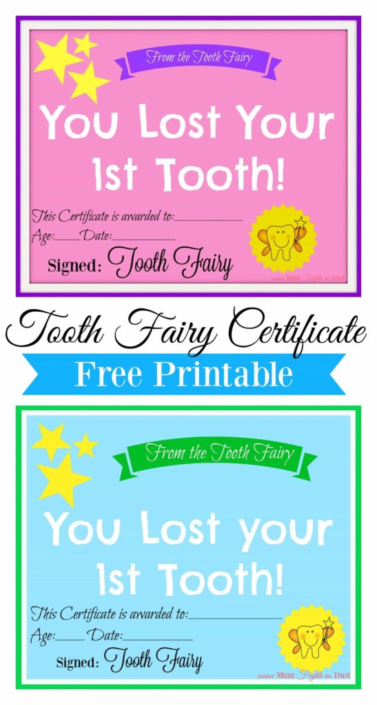 Free Printable Tooth Fairy Certificate