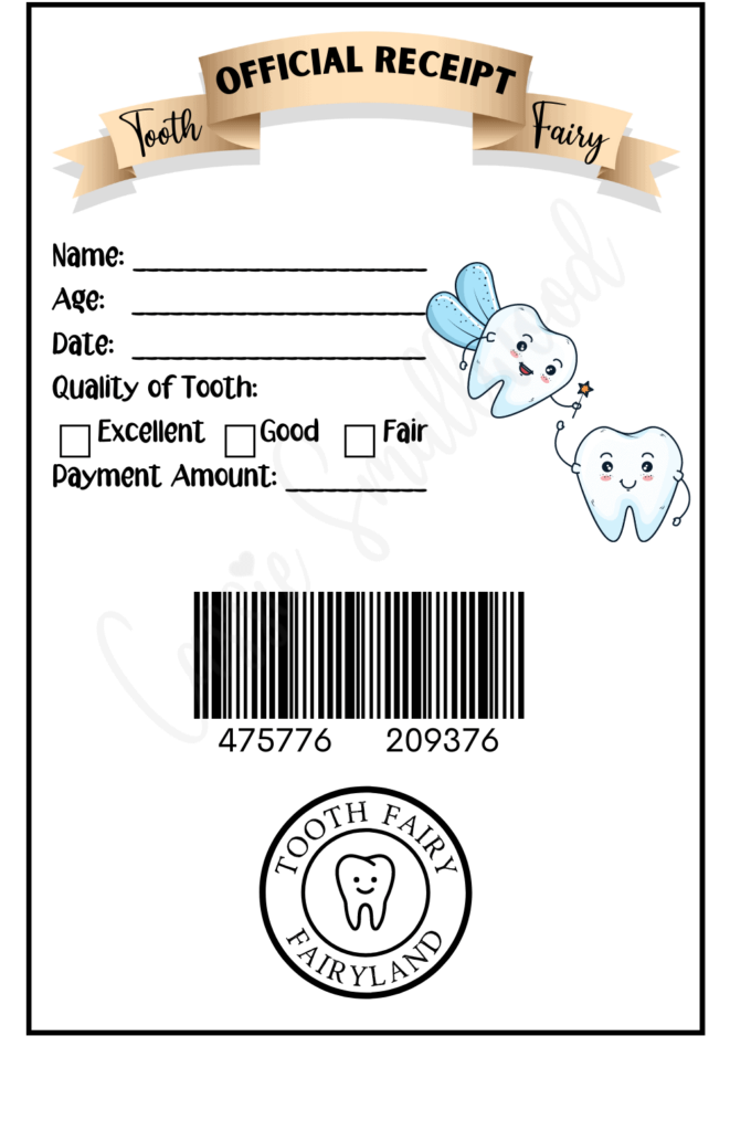 Free Printable Tooth Fairy Receipt For Boys Cassie Smallwood