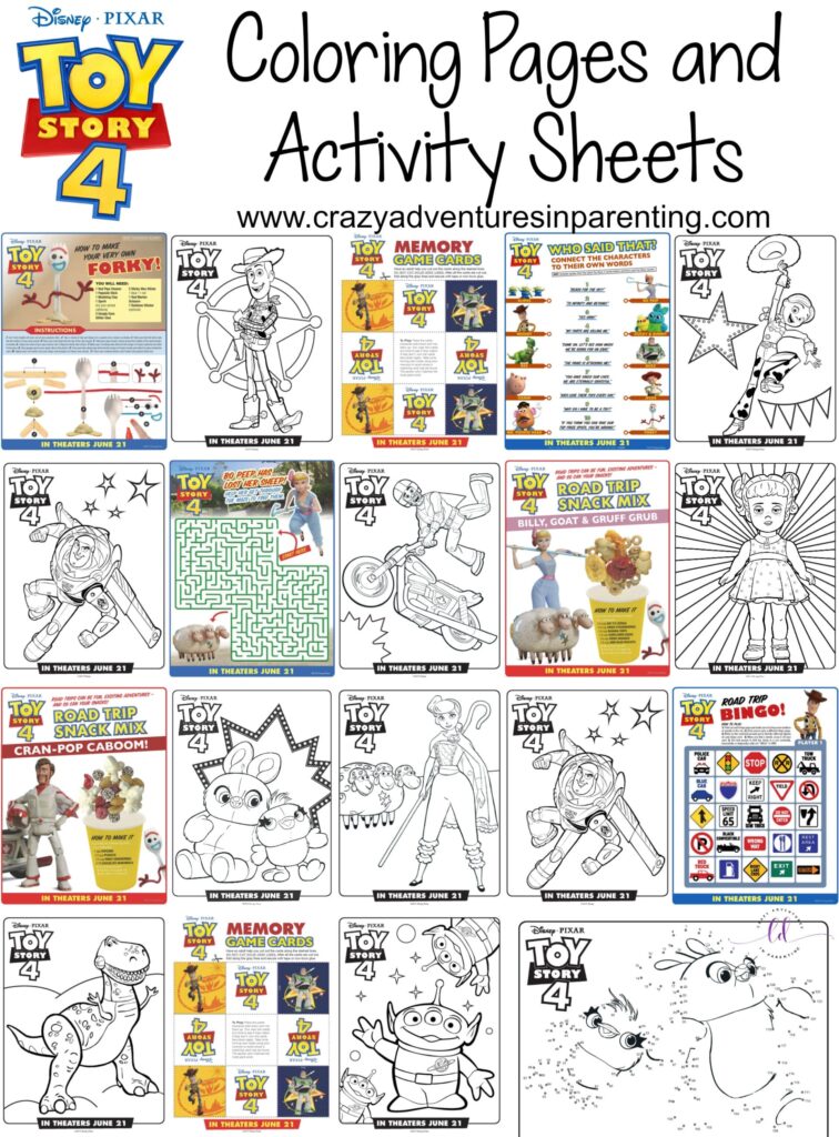 Free Printable Toy Story 4 Coloring Pages And Activity Sheets Crazy Adventures In Parenting