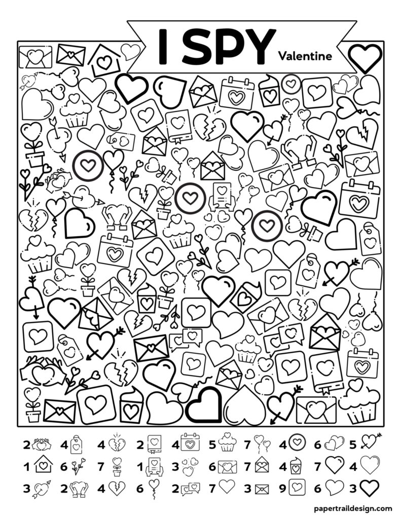 Free Printable Valentine I Spy Activity Paper Trail Design