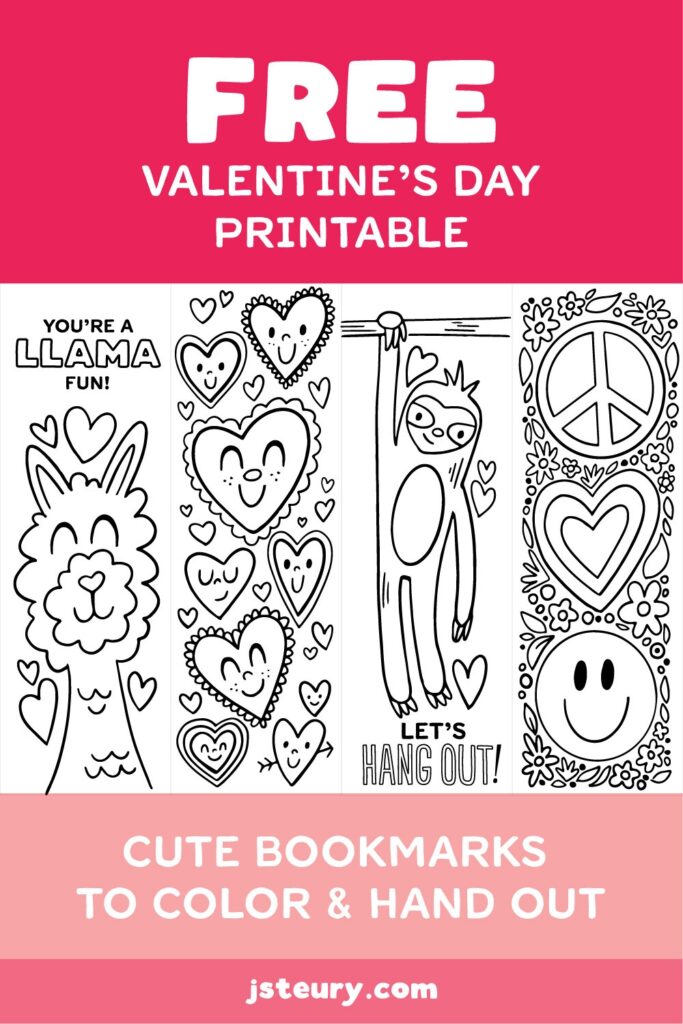 Free Printable Valentine s Day Bookmarks To Color Jessie Steury