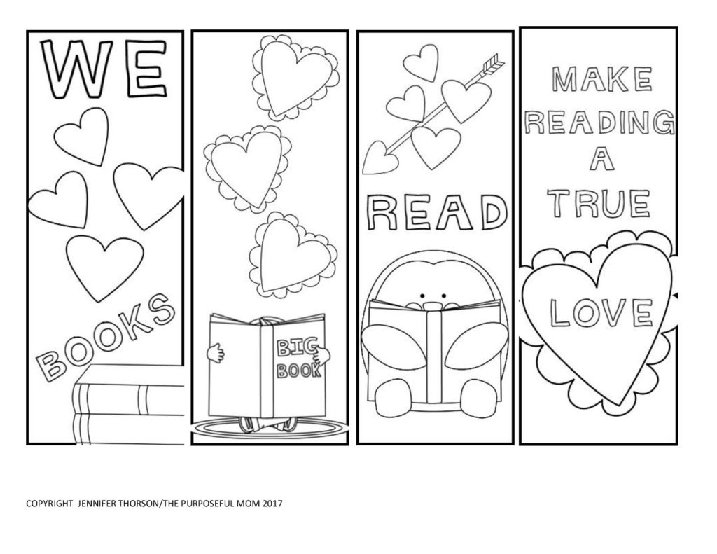 Free Printable Valentine s Day Bookmarks To Color The Purposeful Mom