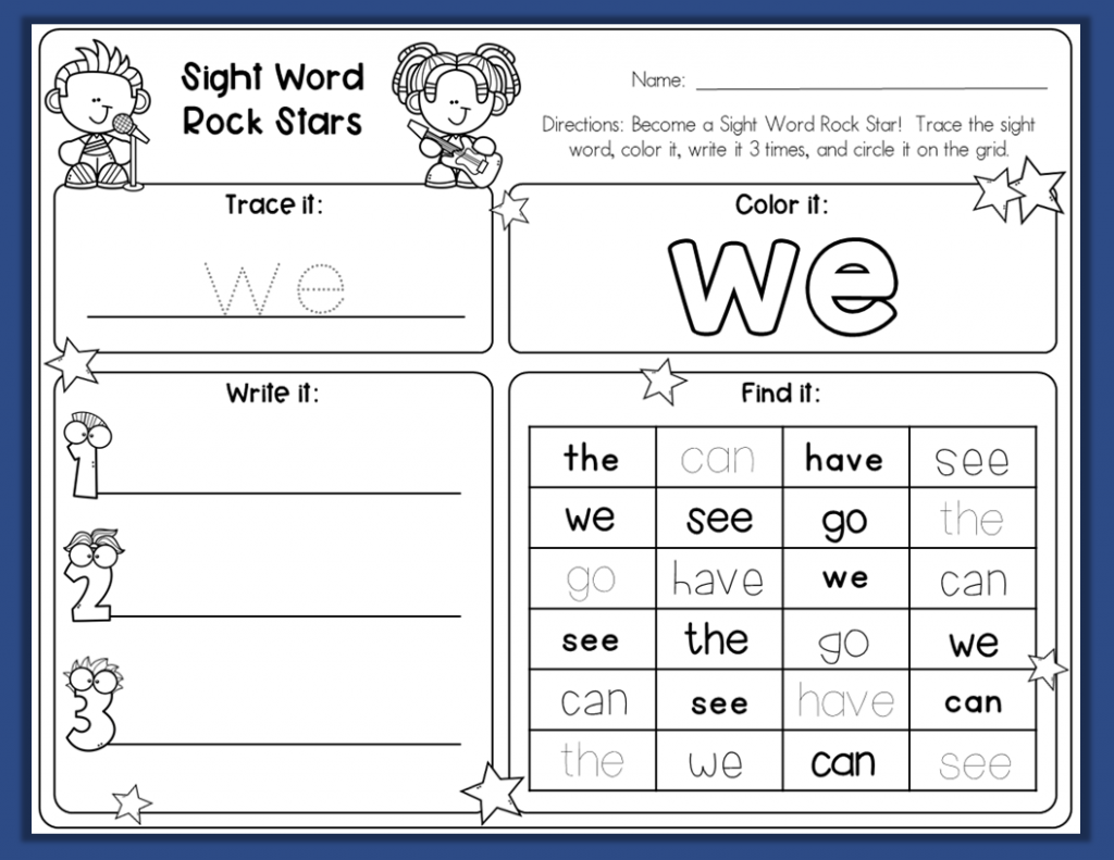 Free Printable WE Rock Star Sight Words Little Playful Learners