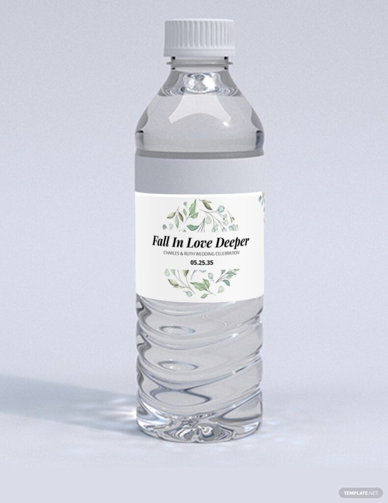 Free Printable Wedding Water Bottle Label Template Illustrator Word Apple Pages PSD Publisher Template